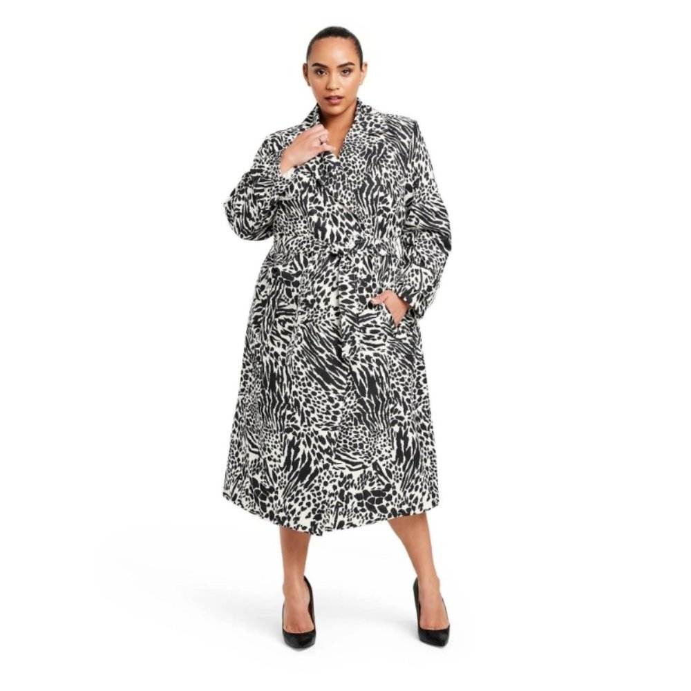 Women's Animal Print Strong Shoulder Trench Coat - Sergio Hudson x Target NWT - Picture 2 of 3